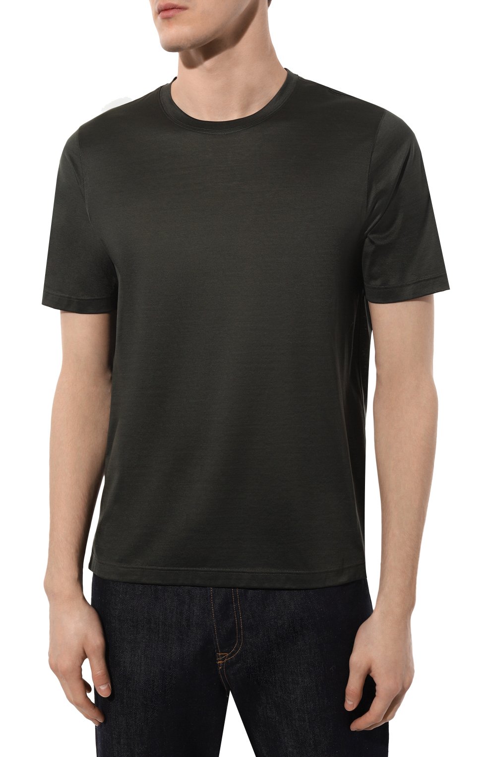 Хлопковая футболка GRAN SASSO темно-зеленого цвета по цене 13400 руб., арт. 60133/74002, фото 3 Хлопковая футболка GRAN SASSO, арт. 60133/74002, фото 3