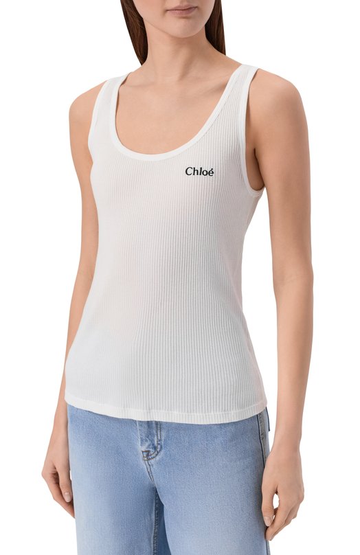 Хлопковая майка Chloé CH25SJH12180 Белый  CH25SJH12180 Фото 3