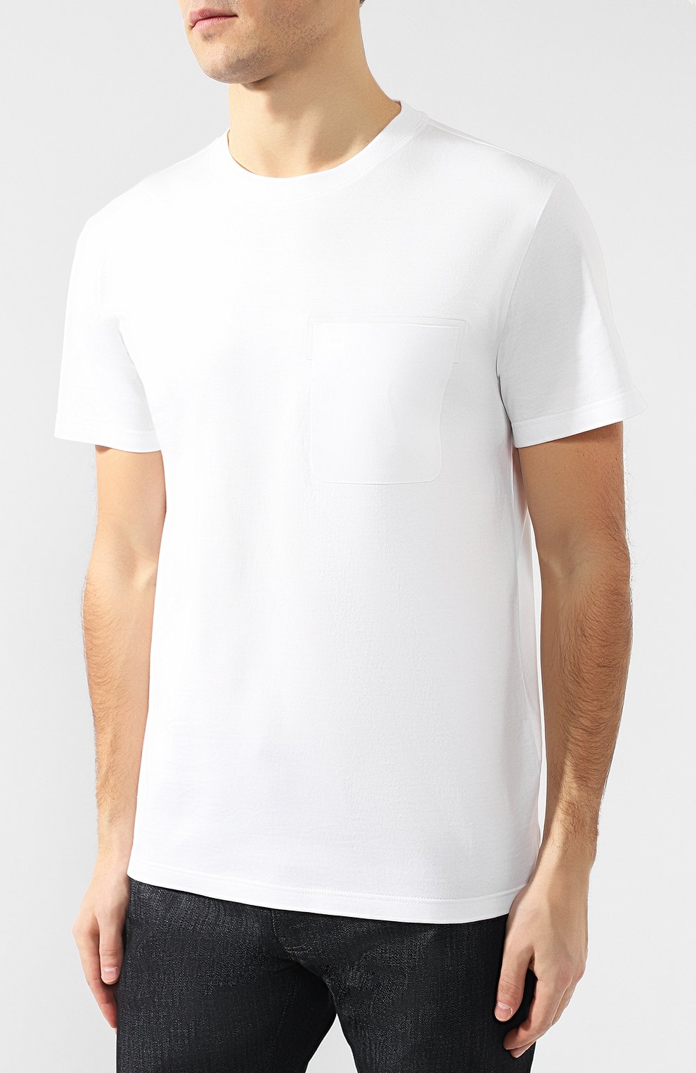 Хлопковая футболка с отделкой из кожи BERLUTI белого цвета по цене 45100 руб., арт. R14JRS13-001, фото 3 Хлопковая футболка с отделкой из кожи BERLUTI, арт. R14JRS13-001, фото 3