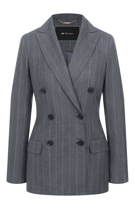 Жакет изо льна и шерсти Kiton D46523K0603E08 Серый D46523K0603E08