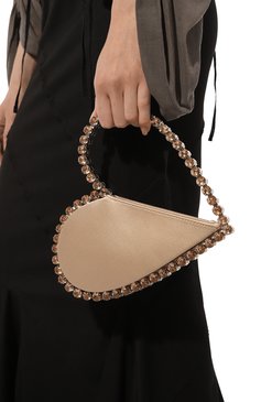 Женский клатч love L'ALINGI кремвого цвета, арт. L0VE CLUTCH/SATIN | Фото 2 (Женское Кросс-КТ: Вечерняя сумка, Клатч-клатчи; Материал сплава: Проставлено; �Материал: Текстиль; Драгоценные камни: Проставлено; Размер: small)