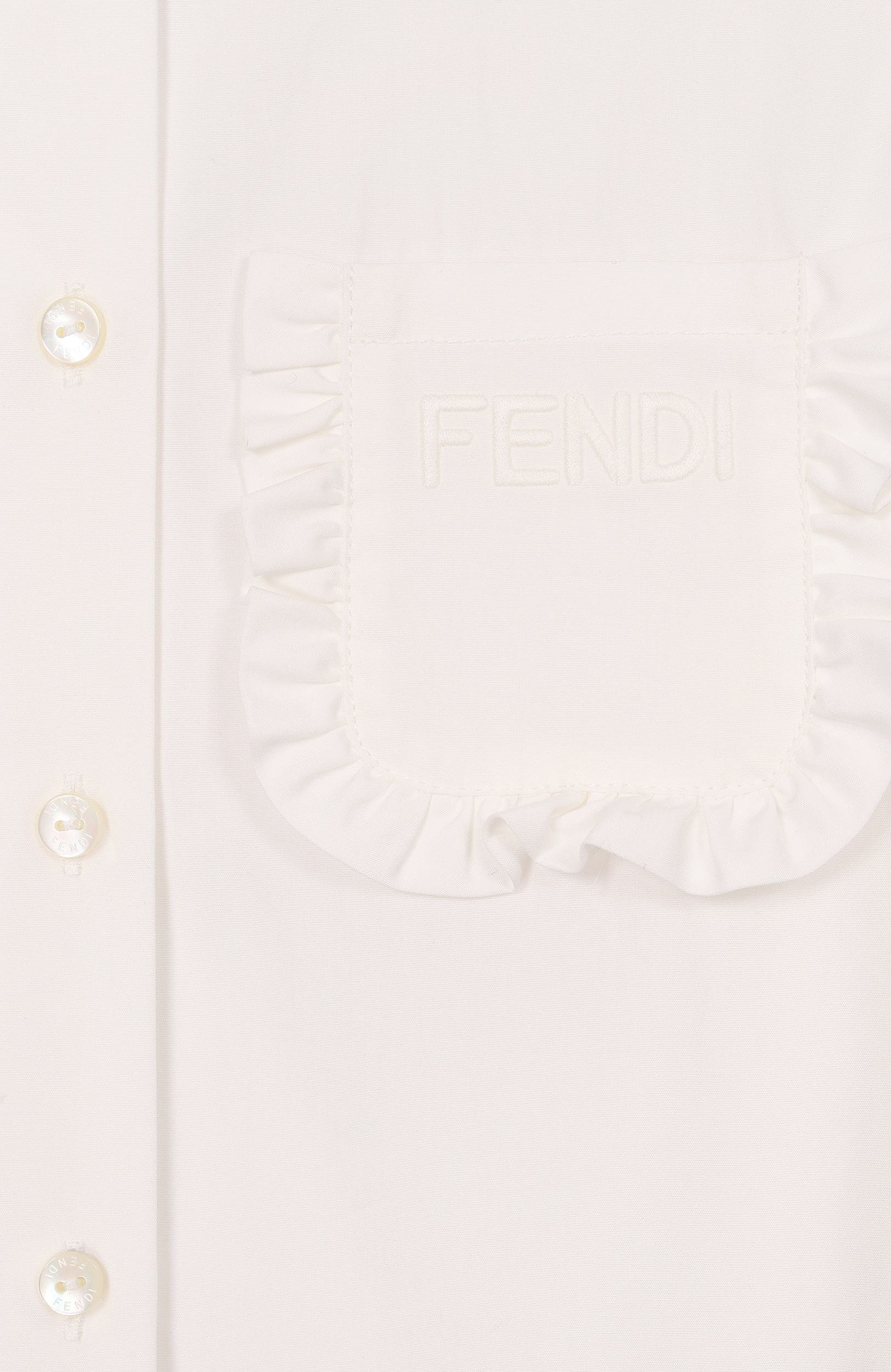 Хлопковая рубашка FENDI молочного цвета по цене 69950 руб., арт. JFC157/AEXZ/8A-12+, фото 3 Хлопковая рубашка FENDI, арт. JFC157/AEXZ/8A-12+, фото 3