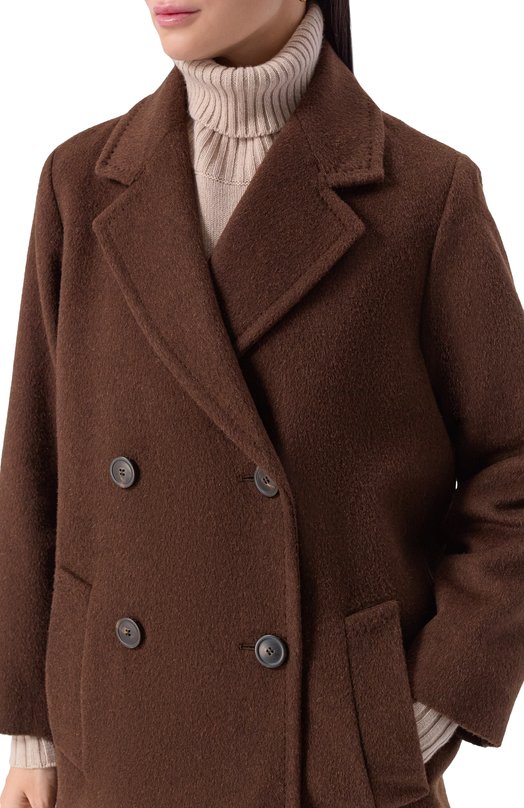 Шерстяное пальто Weekend Max Mara ZUF0L0_ Коричневый  ZUF0L0_ Фото 5
