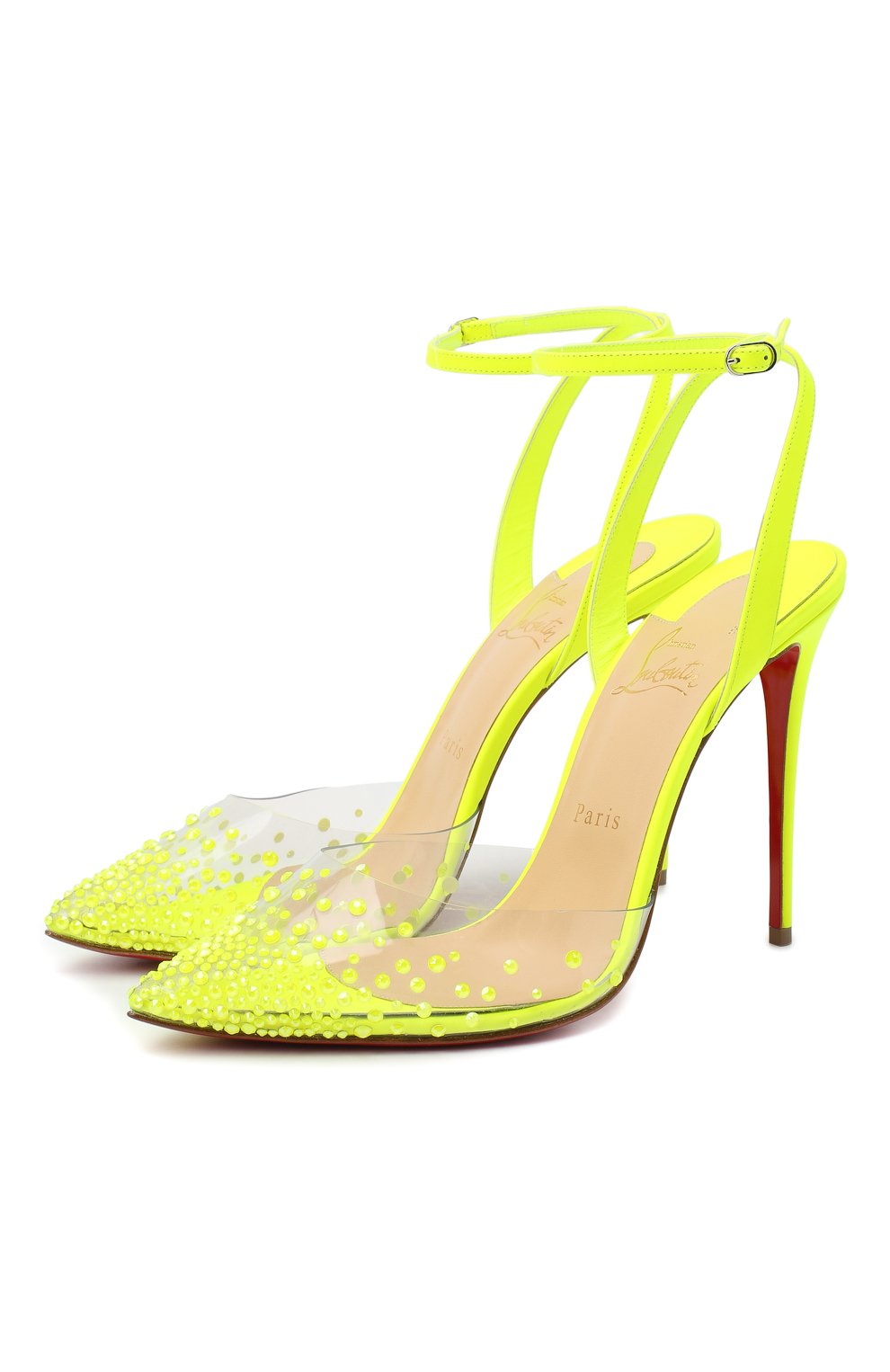 Комбинированные туфли spikaqueen 100 CHRISTIAN LOUBOUTIN, арт. spikaqueen 100 pvc/fluo mat, фото 1