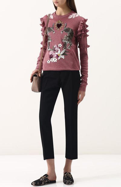 Кожаные сабо princetown с глиттером GUCCI черного цвета по цене 82050 руб., арт. 475094/9BY20, фото 2 Кожаные сабо princetown с глиттером GUCCI, арт. 475094/9BY20, фото 2