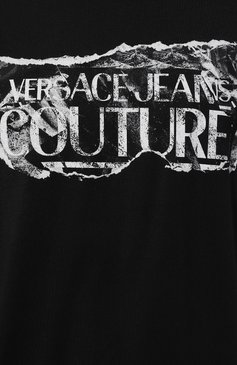 Мужская хлопковая футболка VERSACE JEANS COUTURE черного цвета, арт. 76GAHE03/CJ00E | Фото 5 (Рукава: Короткие; Длина (для топов): Стандартные; Принт: С принтом; Материал сплава: Проставлено; Материал внешний: Хлопок; Драгоценные камни: Проставлено; Стили: Кэжуэл)