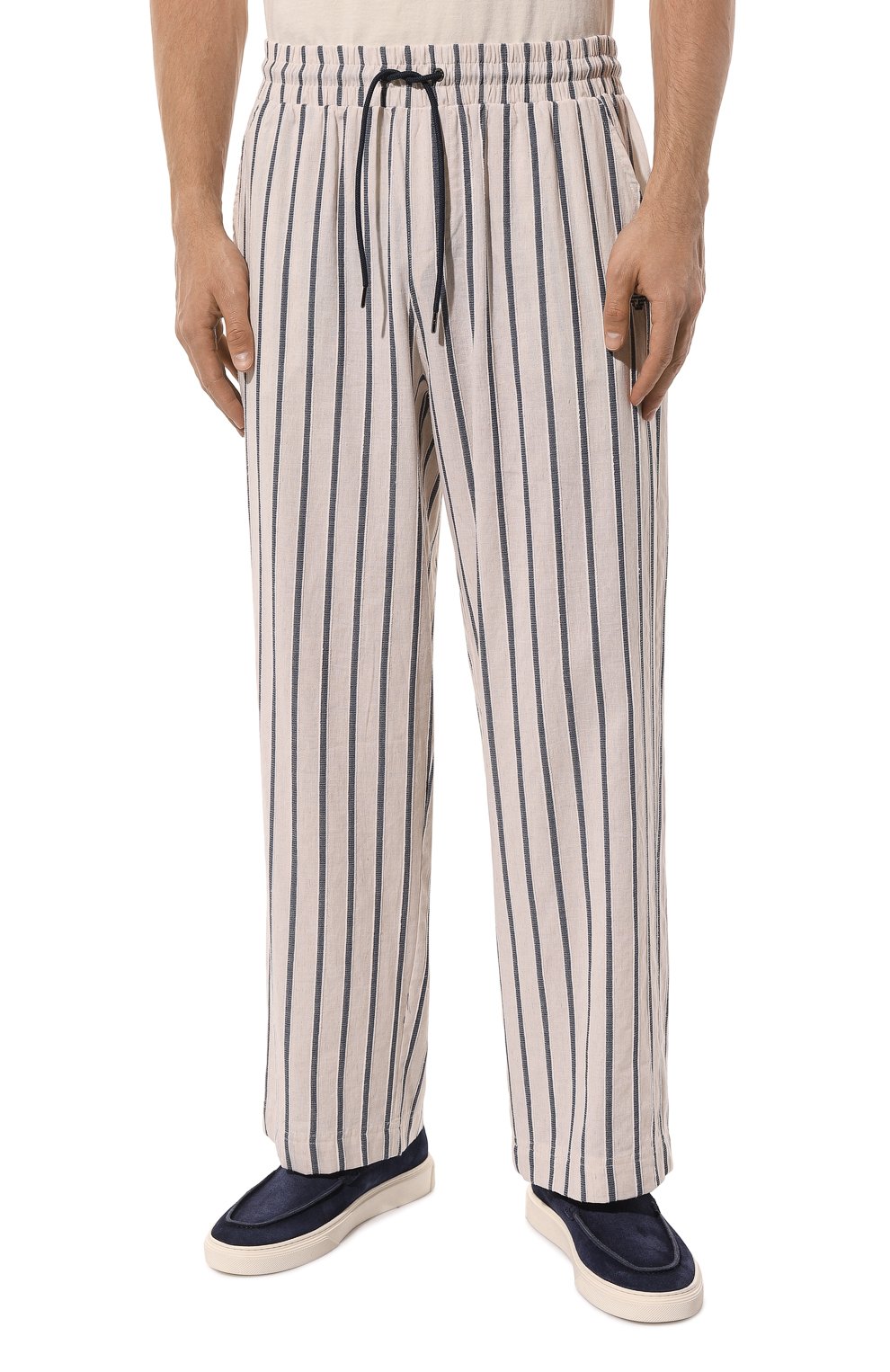 Брюки из хлопка и льна EMPORIO ARMANI бежевого цвета по цене 16000 руб., арт. 211879/4R465, фото 3 Брюки из хлопка и льна EMPORIO ARMANI, арт. 211879/4R465, фото 3