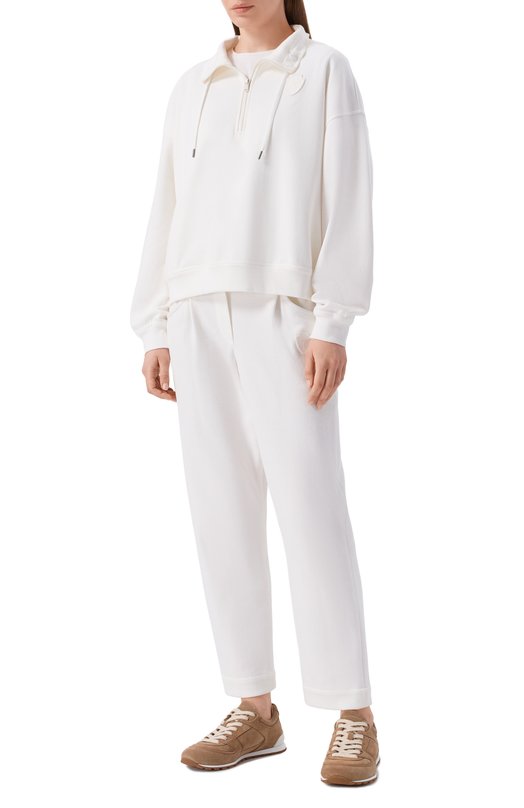 Хлопковые брюки Brunello Cucinelli MG927P9194 Белый  MG927P9194 Фото 2