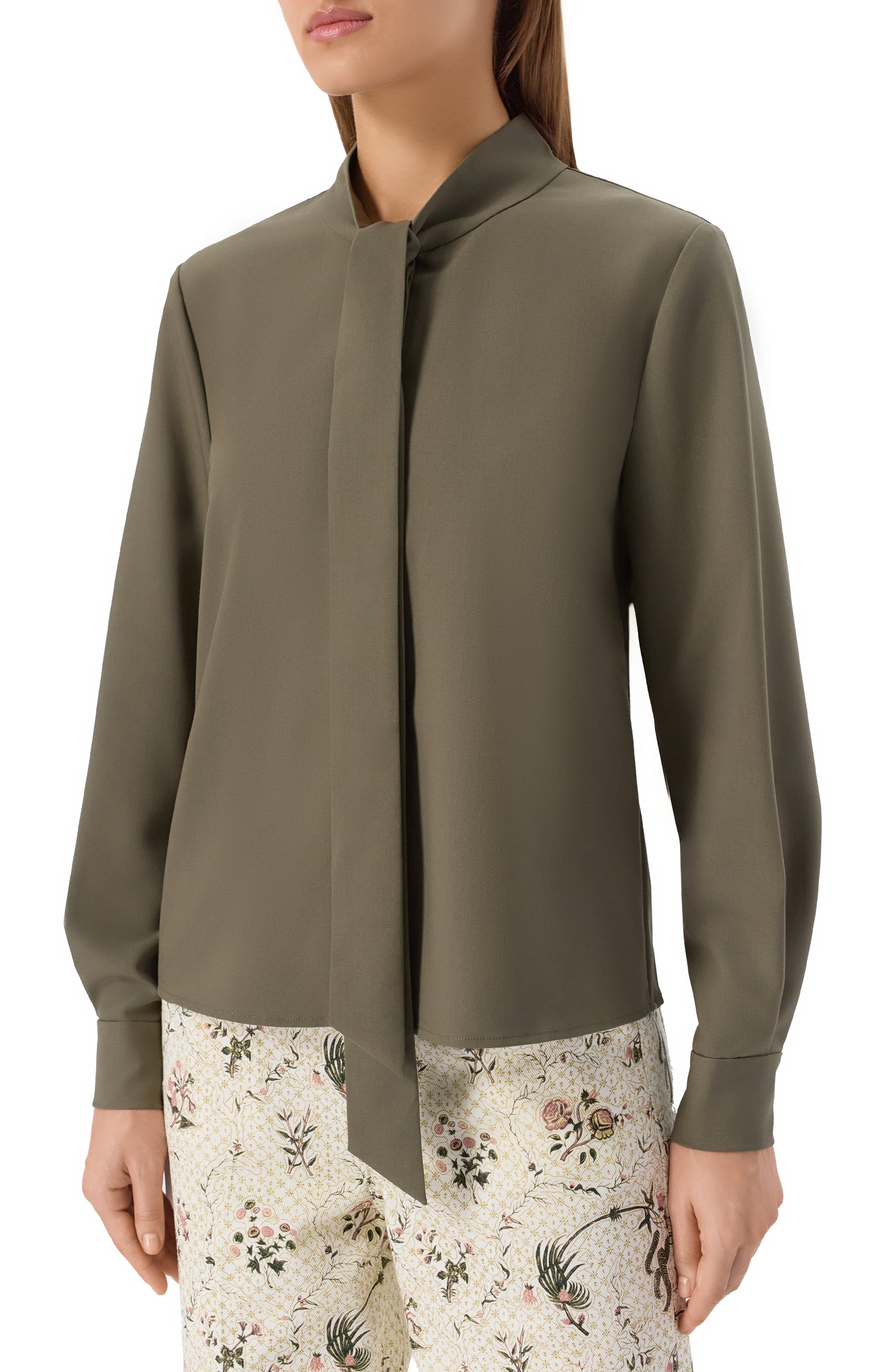 Блузка SELF-PORTRAIT хаки цвета по цене 49950 руб., арт. PF25016TG, фото 3 Блузка SELF-PORTRAIT, арт. PF25016TG, фото 3