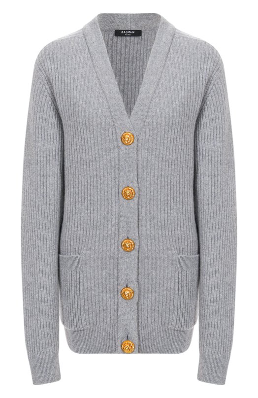 Кардиган из кашемира и шерсти Balmain FF0K0003/KJ17 Серый FF0K0003/KJ17