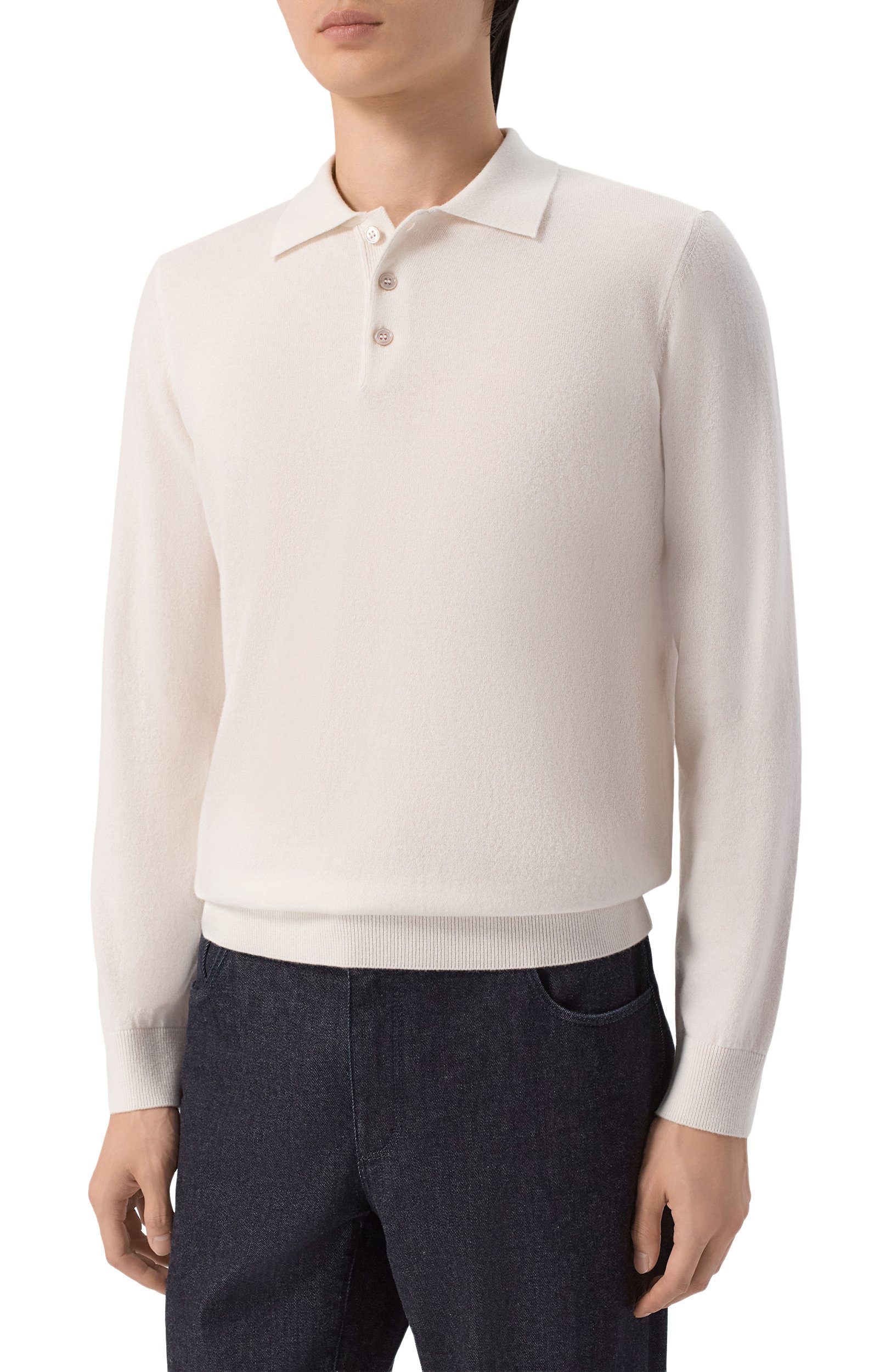 Кашемировое поло MVST белого цвета по цене 218000 руб., арт. M26.CFM.K416.2/BABY CASHMERE, фото 3 Кашемировое поло MVST, арт. M26.CFM.K416.2/BABY CASHMERE, фото 3