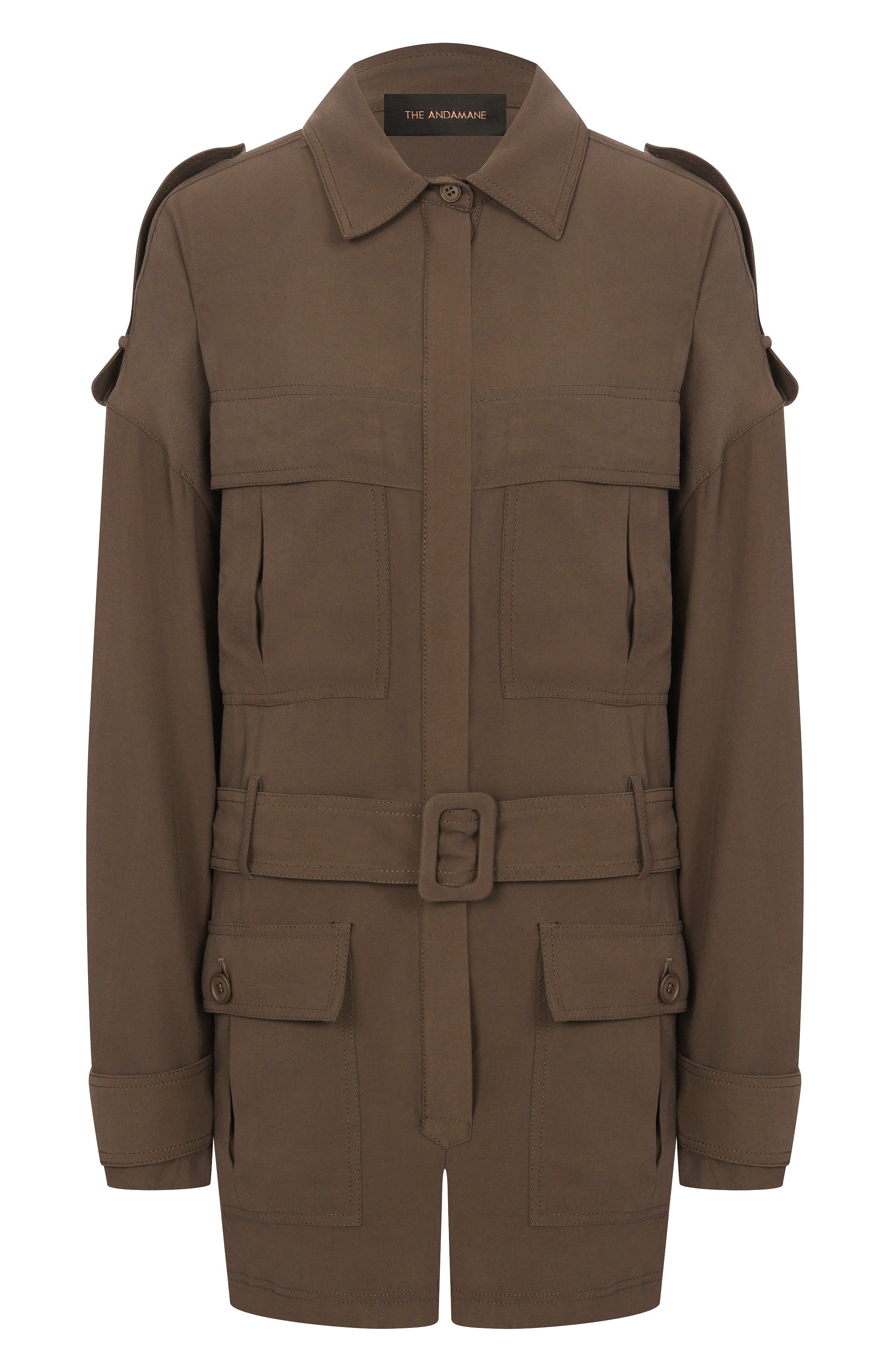 Комбинезон из вискозы THE ANDAMANE хаки цвета по цене 79950 руб., арт. T170187B/TNV121, фото 1 Комбинезон из вискозы THE ANDAMANE, арт. T170187B/TNV121, фото 1