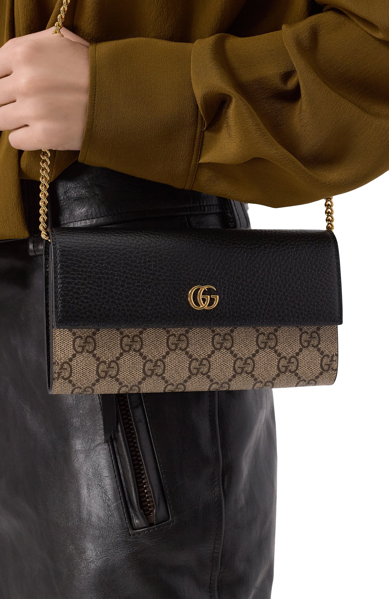 Кожаный кошелек на цепочке petite marmont GUCCI, арт. 546585/17WAG, фото 2