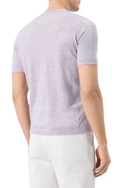 Футболка изо льна и хлопка BRUNELLO CUCINELLI сиреневого цвета по цене 99500 руб., арт. M2L00340, фото 4 Футболка изо льна и хлопка BRUNELLO CUCINELLI, арт. M2L00340, фото 4