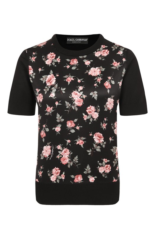 Комбинированный пуловер Dolce & Gabbana FXXBAT/JBS0P Чёрный FXXBAT/JBS0P