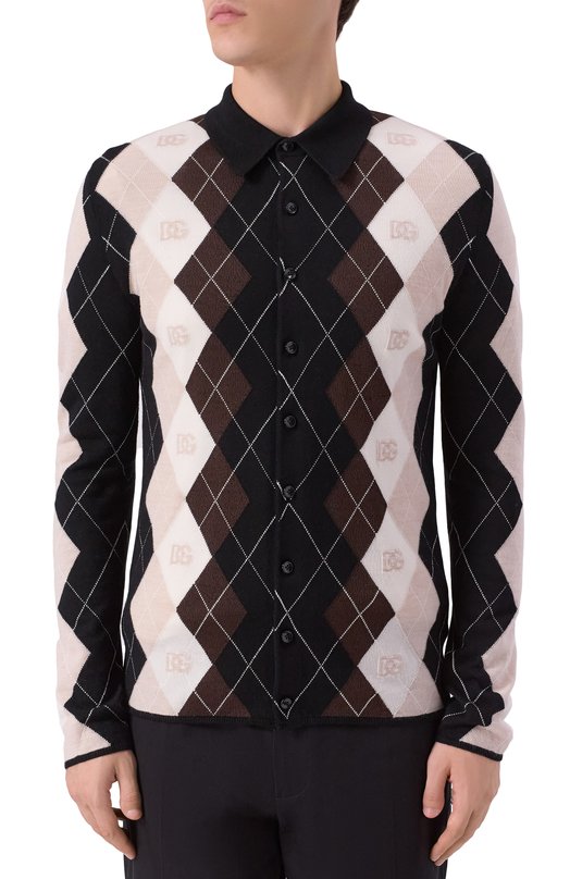 Кардиган из шерсти и шелка Dolce & Gabbana GXVD8T/JGMAH Коричневый  GXVD8T/JGMAH Фото 3
