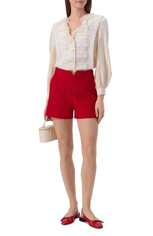 Шорты из шерсти и шелка Valentino 8B3RF350/1CF Красный  8B3RF350/1CF Фото 2