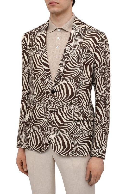 Льняной пиджак Ralph Lauren Коричневый, фото 3