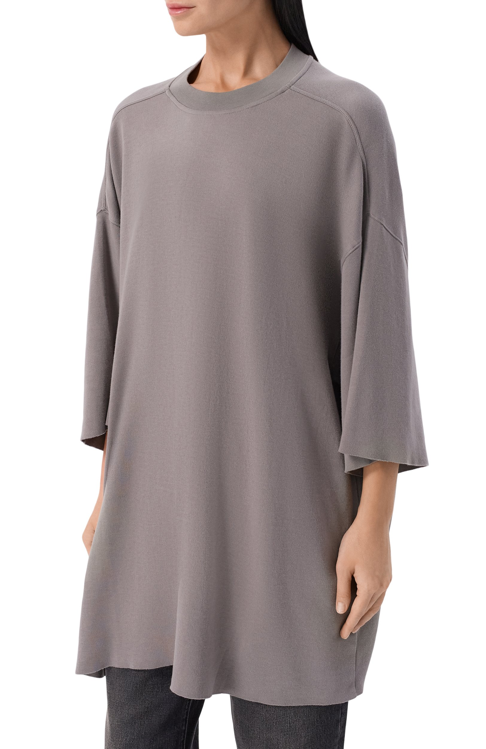 Хлопковая футболка RICK OWENS серого цвета по цене 69950 руб., арт. RP02F5204/JDC, фото 3 Хлопковая футболка RICK OWENS, арт. RP02F5204/JDC, фото 3