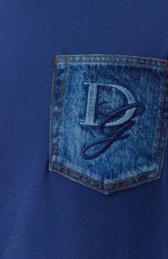 Мужская хлопковая футболка DOLCE & GABBANA синего цвета, арт. G8PN9Z/G704J | Фото 6 (Длина (для топов): Стандартные; Рукава: Короткие; Принт: Без принта; Стили: Кэжуэл; Материал внешний: Хлопок; Кросс-КТ: Джерси; Мужское Кросс-КТ: Футболка-одежда)
