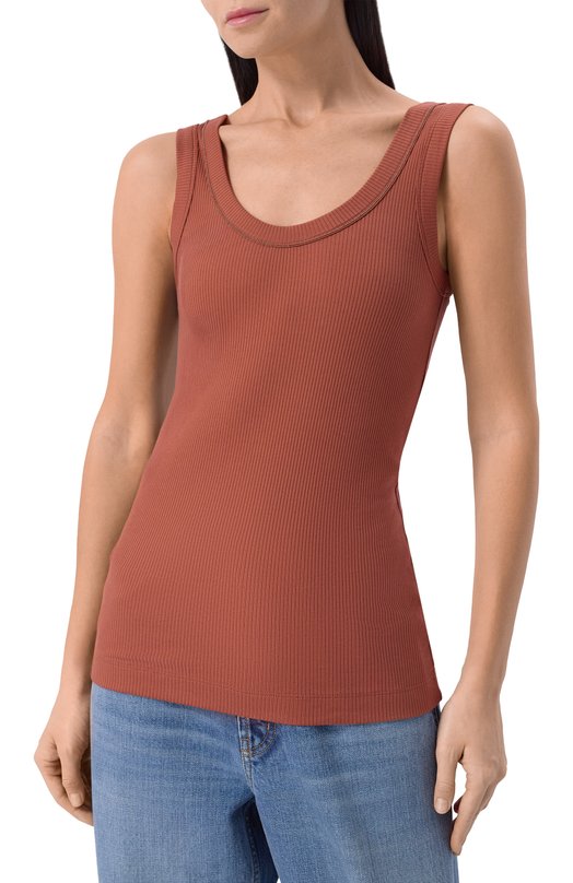 Хлопковая майка Brunello Cucinelli MG902FP100 Оранжевый  MG902FP100 Фото 3