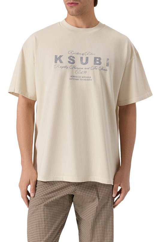 Хлопковая футболка Ksubi MSP25TE042 Кремовый  MSP25TE042 Фото 3