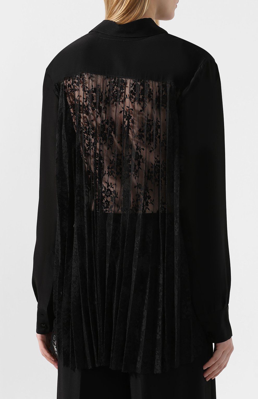 Шелковая рубашка ERMANNO ERMANNO SCERVINO черного цвета по цене 55700 руб., арт. 45T CM23 CDC, фото 4 Шелковая рубашка ERMANNO ERMANNO SCERVINO, арт. 45T CM23 CDC, фото 4