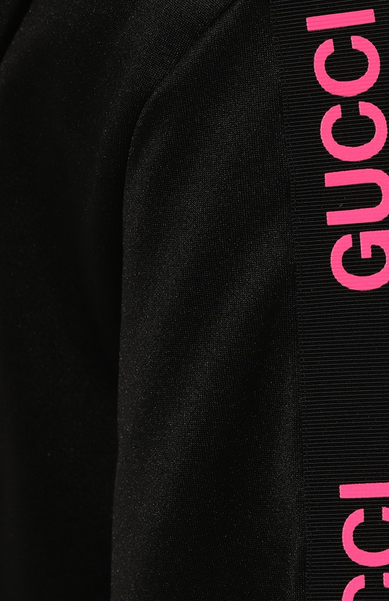 Женское платье GUCCI черного цвета, арт. 695803/XJDS5 | Фото 5 (Рукава: Короткие; Случай: Повседневный; Стили: Кэжуэл; Материал внешний: Хлопок, Синтетический материал; Женское Кросс-КТ: Платье-одежда; Длина Ж (юбки, платья, шорты): Мини)