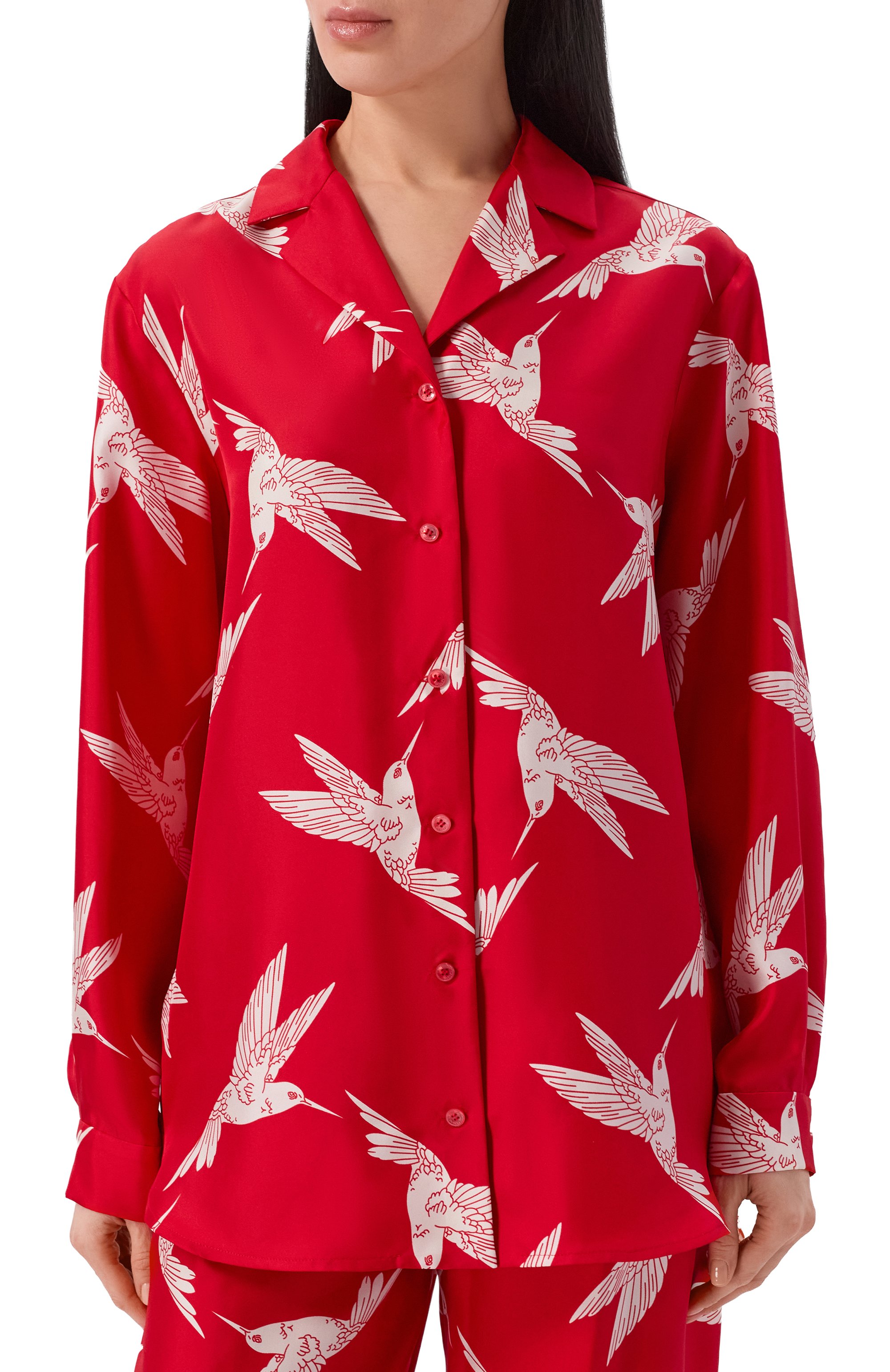 Шелковая блузка OLOLOL красного цвета по цене 49000 руб., арт. OLBL071/6010.COLIBRI600, фото 3 Шелковая блузка OLOLOL, арт. OLBL071/6010.COLIBRI600, фото 3