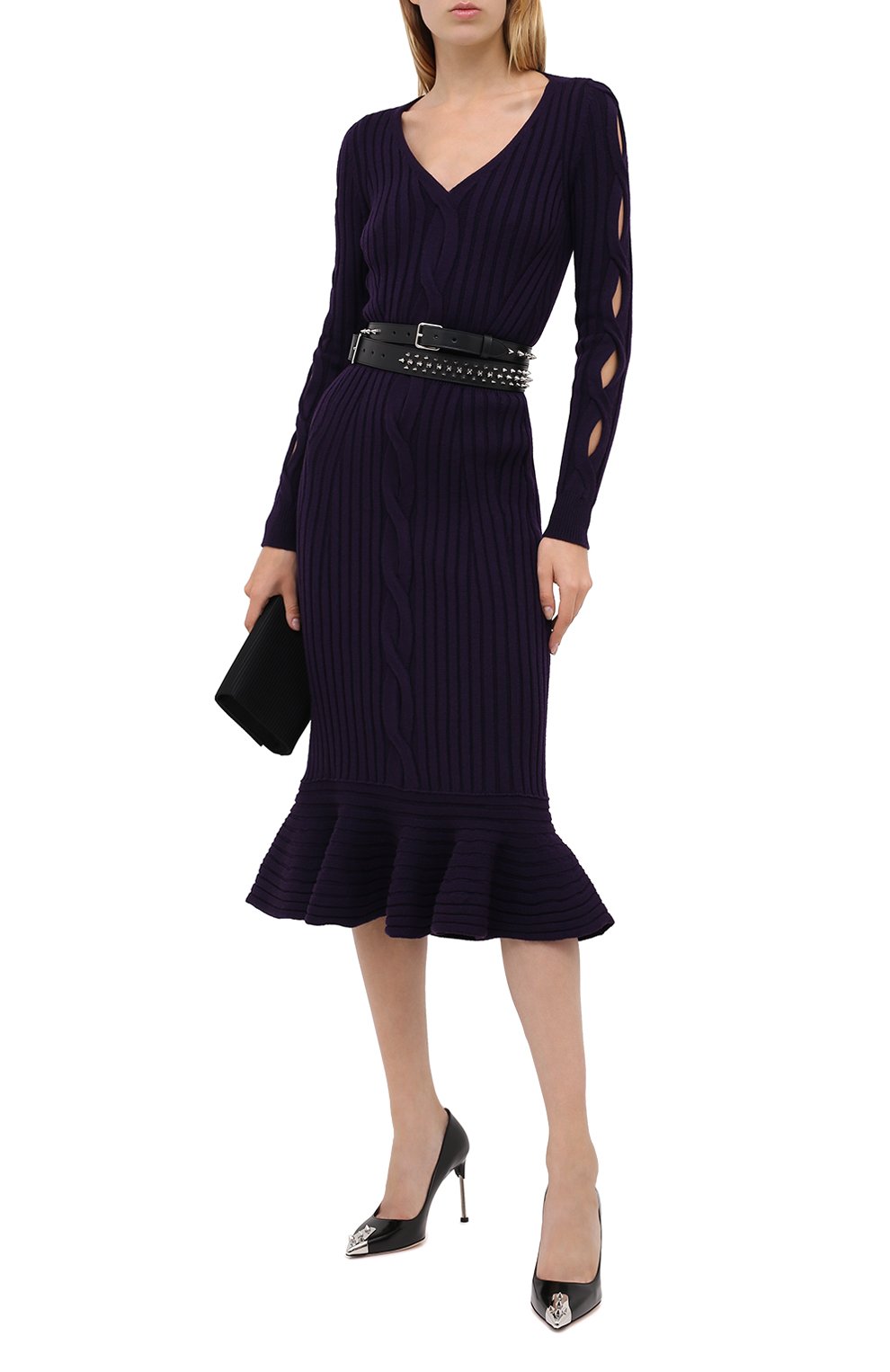Шерстяное платье ALEXANDER MCQUEEN фиолетового цвета по цене 134500 руб., арт. 633684/Q1AQH, фото 2 Шерстяное платье ALEXANDER MCQUEEN, арт. 633684/Q1AQH, фото 2