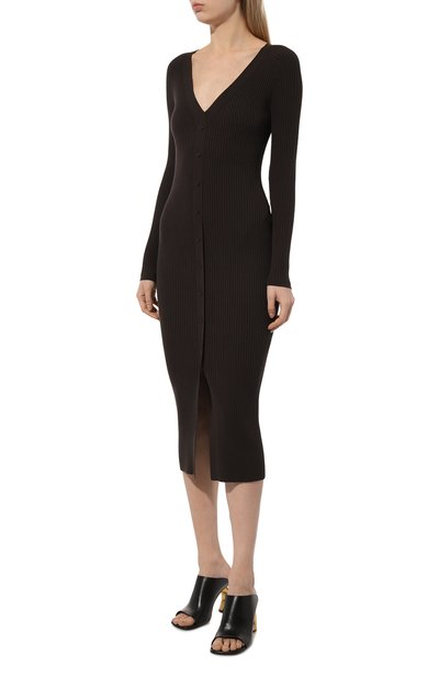 Платье из вискозы P.A.R.O.S.H. темно-коричневого цвета по цене 49950 руб., арт. REISE-D550818, фото 3 Платье из вискозы P.A.R.O.S.H., арт. REISE-D550818, фото 3