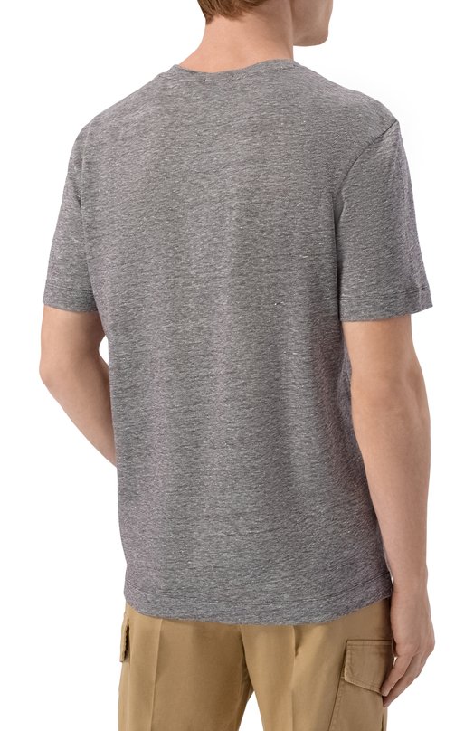 Футболка изо льна и хлопка BOSS 50559163 Коричневый  50559163 Фото 4