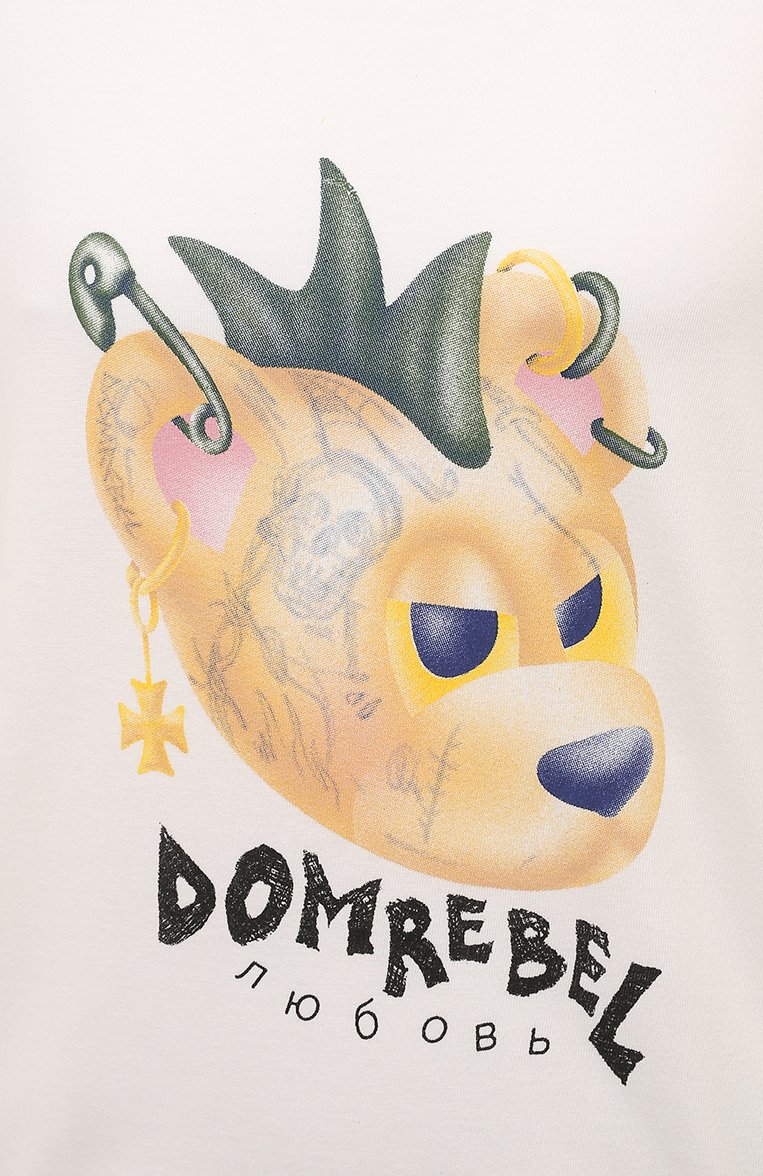 Женская хлопковая футболка DOMREBEL кремвого цвета, арт. PIERCINGS/T-SHIRT | Фото 5 (Рукава: Короткие; Материал внешний: Хлопок; Длина (для топов): Стандартные; Драгоценные камни: Проставлено; Материал сплава: Проставлено; Стили: Кэжуэл; Принт: С принтом; Женское Кросс-КТ: Футболка-одежда)