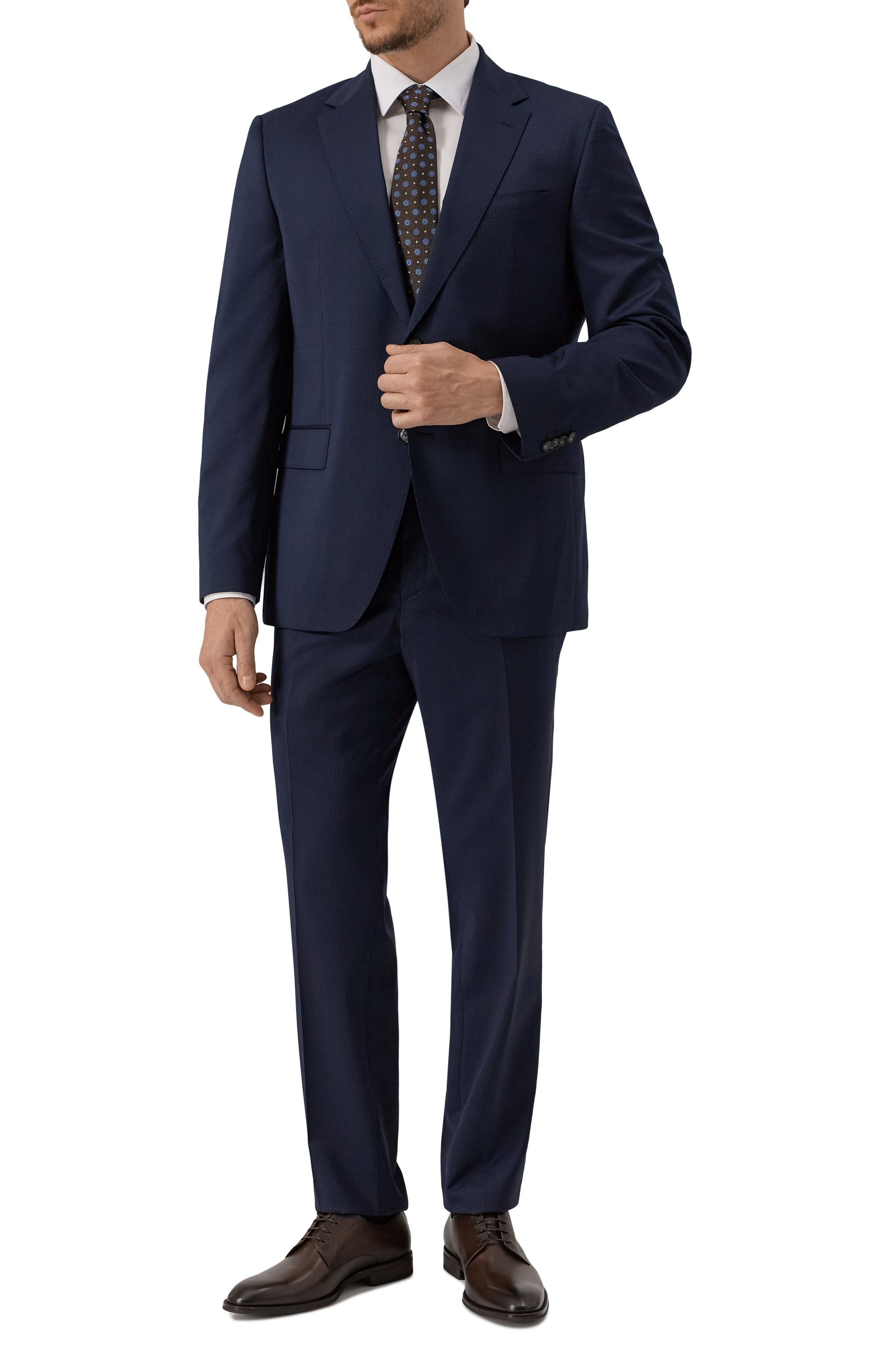 Шерстяной костюм BOSS темно-синего цвета по цене 89950 руб., арт. 50546070, фото 1 Шерстяной костюм BOSS, арт. 50546070, фото 1