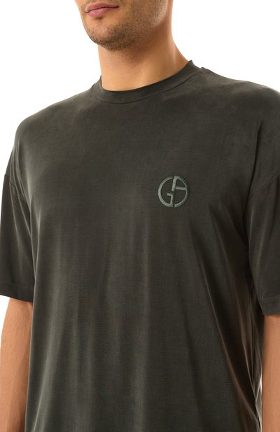 Футболка GIORGIO ARMANI темно-зеленого цвета по цене 67300 руб., арт. GM001246/TE13613, фото 5 Футболка GIORGIO ARMANI, арт. GM001246/TE13613, фото 5