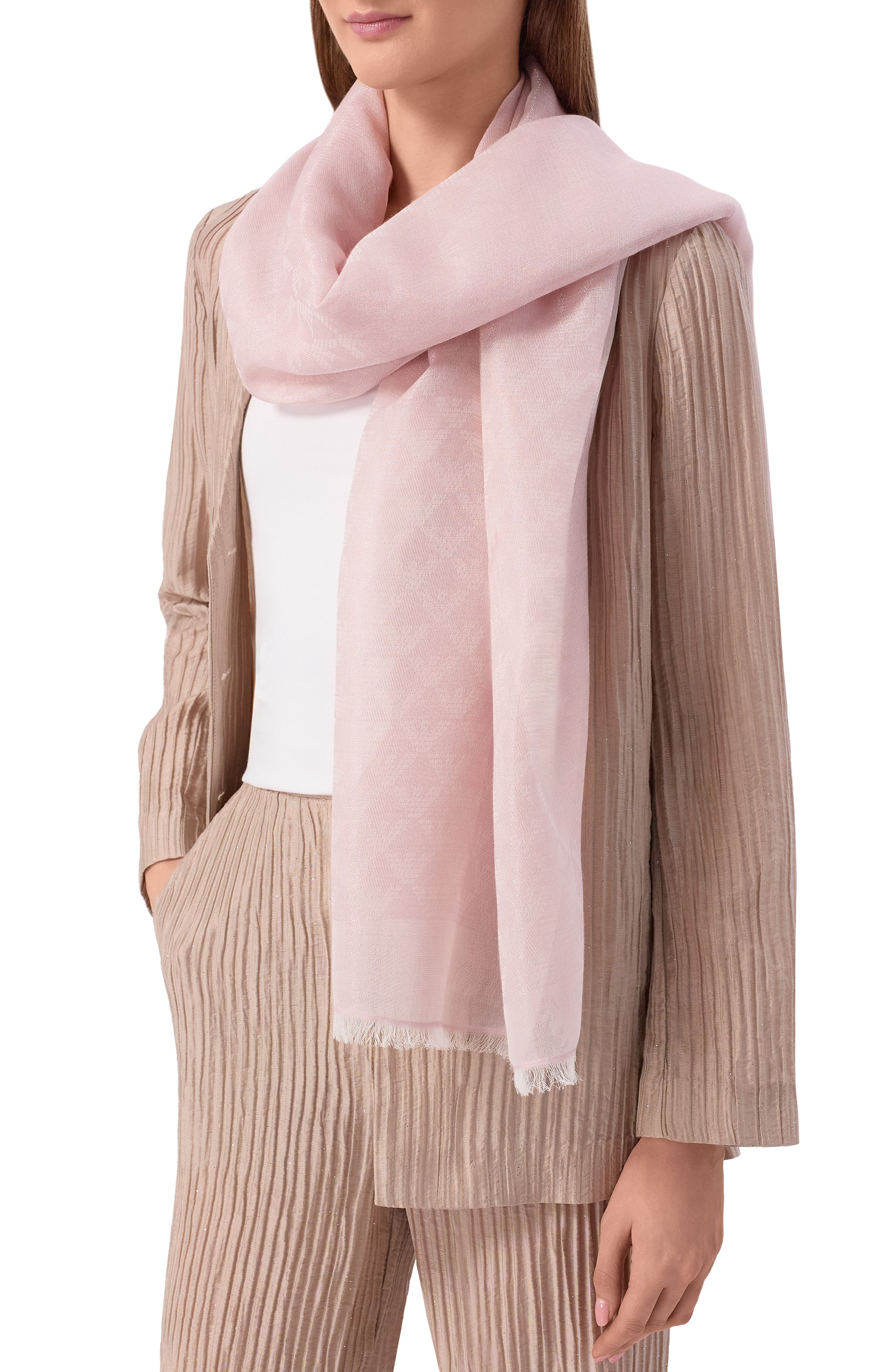 Шарф из хлопка и вискозы EMPORIO ARMANI, арт. EW004587/AF25423, фото 2