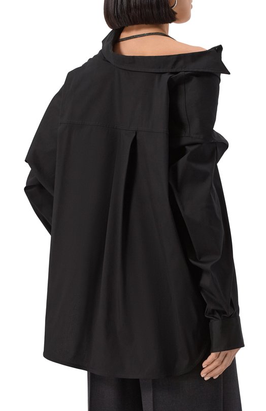 Хлопковая рубашка Brunello Cucinelli MP091ND806 Чёрный  MP091ND806 Фото 4