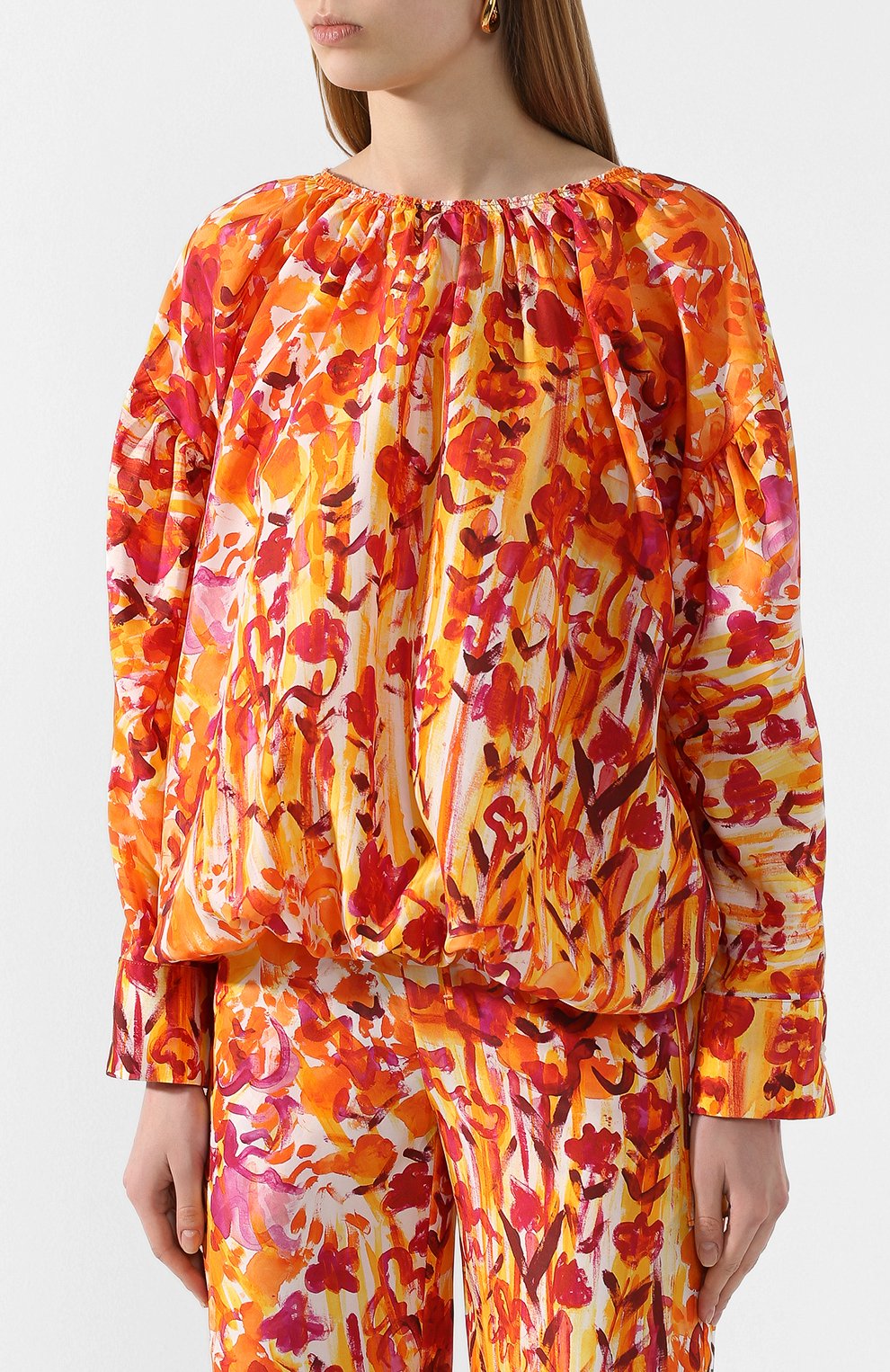 Шелковая блузка MARNI красного цвета по цене 98150 руб., арт. CAMA0319Y0/TSF37, фото 3 Шелковая блузка MARNI, арт. CAMA0319Y0/TSF37, фото 3