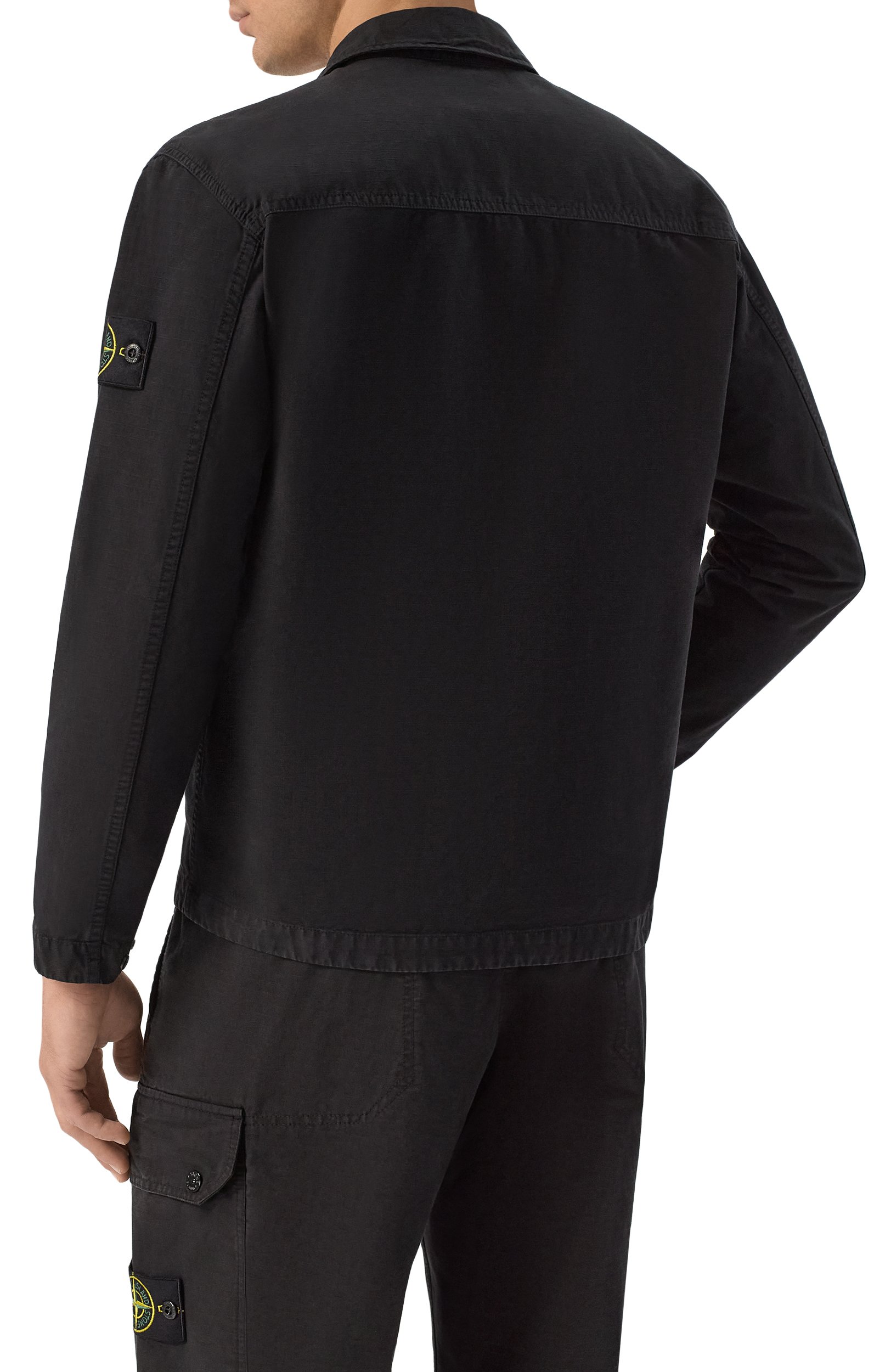 Хлопковая куртка-рубашка STONE ISLAND черного цвета по цене 73250 руб., арт. K2S151200009/S0211, фото 4 Хлопковая куртка-рубашка STONE ISLAND, арт. K2S151200009/S0211, фото 4