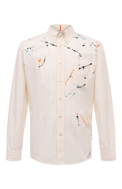 Хлопковая рубашка BOSS ORANGE бежевого цвета по цене 11800 руб., арт. 50488098, фото 1 Хлопковая рубашка BOSS ORANGE, арт. 50488098, фото 1