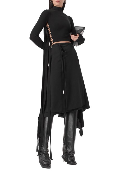 Женский топ из вискозы ANN DEMEULEMEESTER черного цвета, арт. B0012573/FA433 | Фото 2 (Рукава: Длинные; Материал внешний: Вискоза; Драгоценные камни: Проставлено; Длина (для топов): Укороченные; Материал сплава: Проставлено)