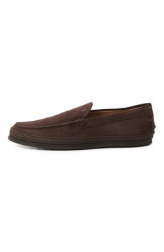 Мужские замшевые лоферы TOD’S темно-коричневого цвета, арт. XXM0TV0AJ30RE0 | Фото 4 (Материал внутренний: Натуральная кожа; Нос: Не проставлено; Материал внешний: Натуральная кожа, Замша; Стили: Кэжуэл)