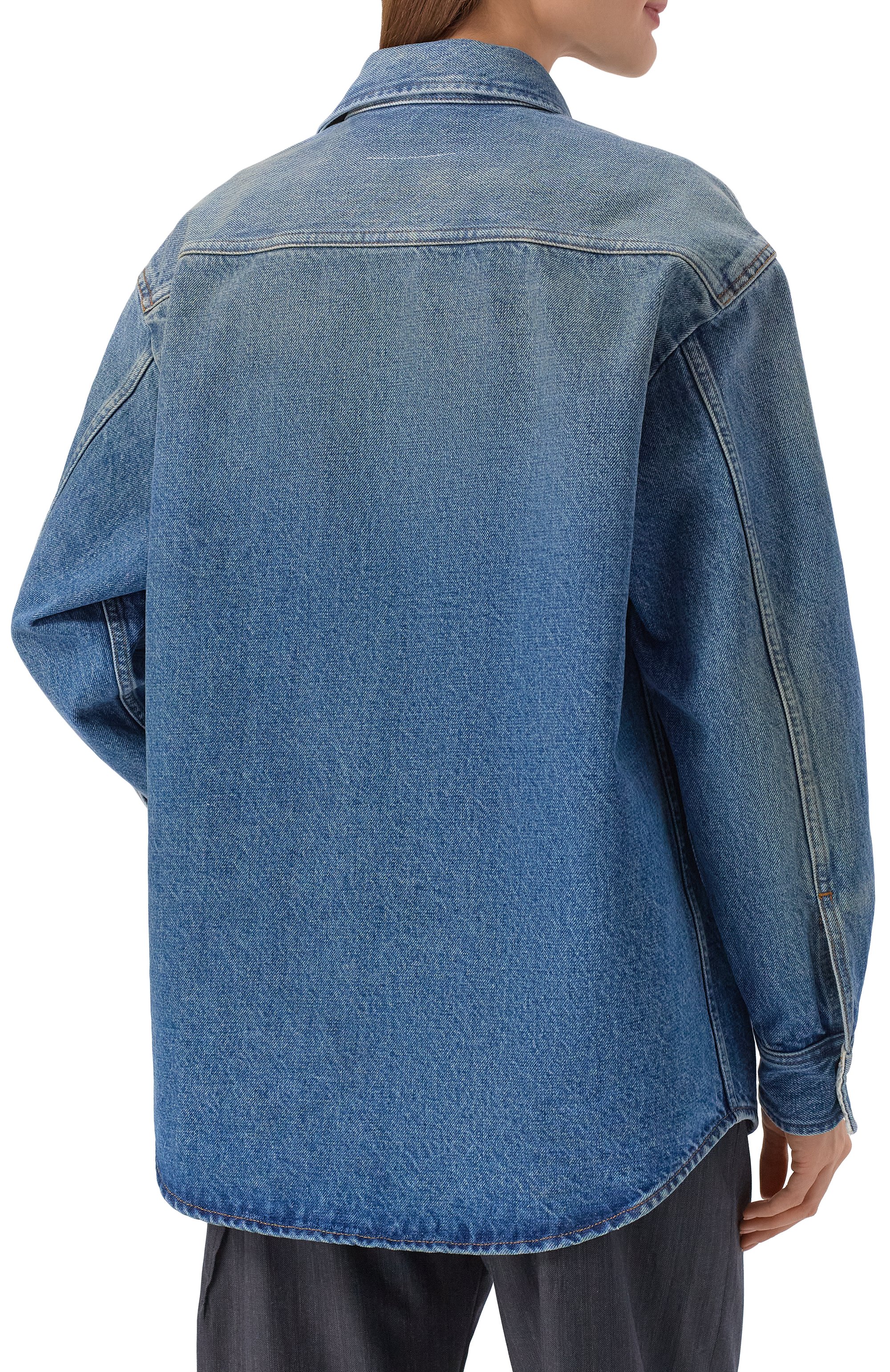 Джинсовая рубашка MM6 синего цвета по цене 84650 руб., арт. S52DT0056/M30058, фото 4 Джинсовая рубашка MM6, арт. S52DT0056/M30058, фото 4