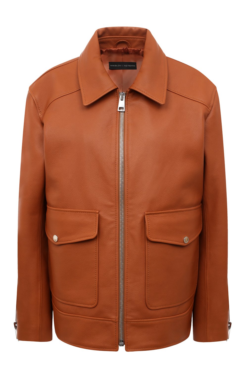 Кожаная куртка MASLOV коричневого цвета по цене 121000 руб., арт. SMW16, фото 1 Кожаная куртка MASLOV, арт. SMW16, фото 1