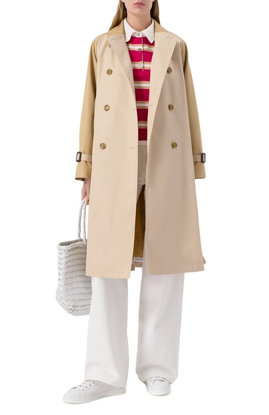 Хлопковый тренч Weekend Max Mara CANASTA Бежевый  CANASTA Фото 2