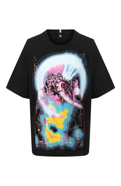 Хлопковая футболка MCQ черного цвета по цене 26000 руб., арт. 624833/RPJ60, фото 1 Хлопковая футболка MCQ, арт. 624833/RPJ60, фото 1