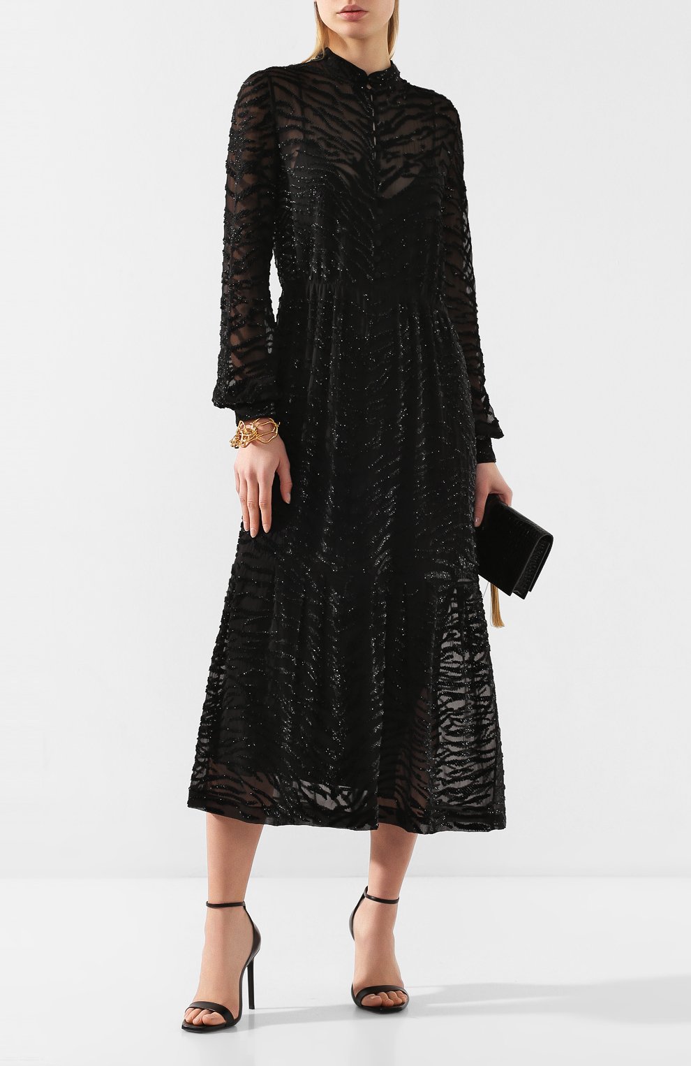 Шелковое платье SAINT LAURENT черного цвета по цене 755000 руб., арт. 615093/Y115W, фото 2 Шелковое платье SAINT LAURENT, арт. 615093/Y115W, фото 2