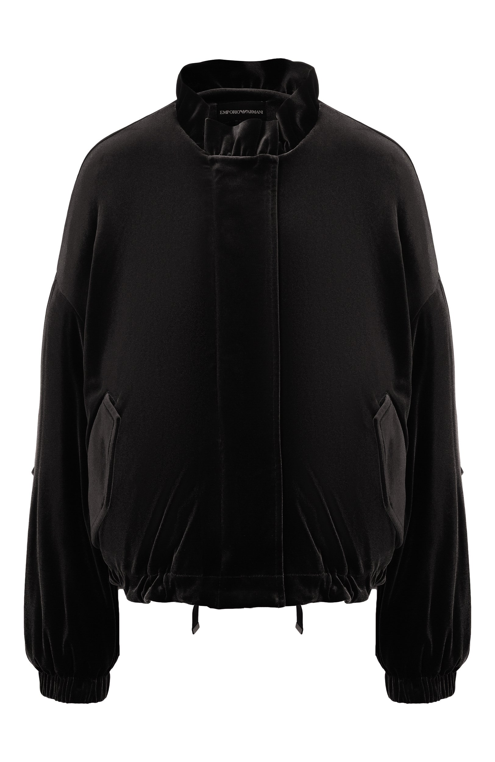 Бархатный бомбер EMPORIO ARMANI черного цвета по цене 55850 руб., арт. EW004145/AF13341, фото 1 Бархатный бомбер EMPORIO ARMANI, арт. EW004145/AF13341, фото 1