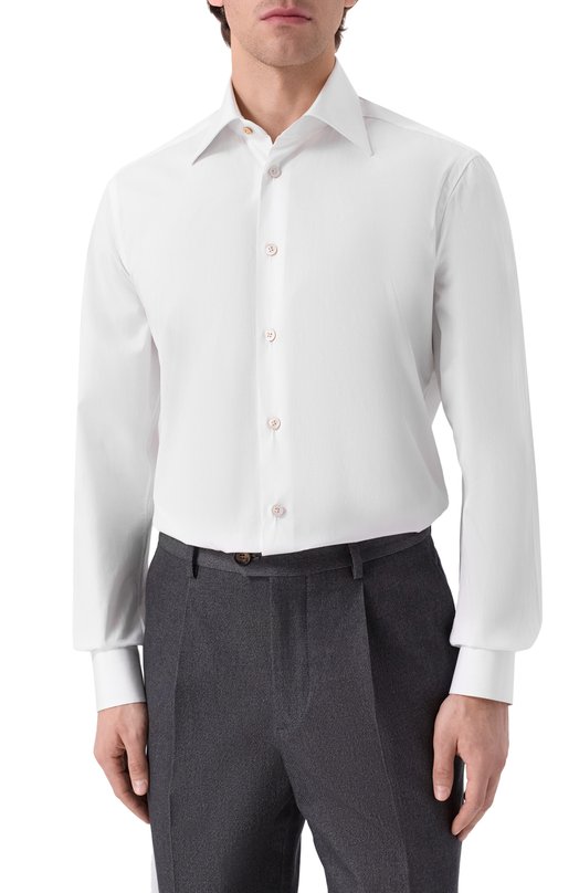 Хлопковая сорочка Kiton UCCH0948301 Белый  UCCH0948301 Фото 3