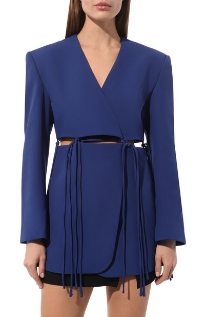 Жакет YUZEFI синего цвета по цене 63500 руб., арт. YUZPF22-RW-JK11-T12, фото 3 Жакет YUZEFI, арт. YUZPF22-RW-JK11-T12, фото 3